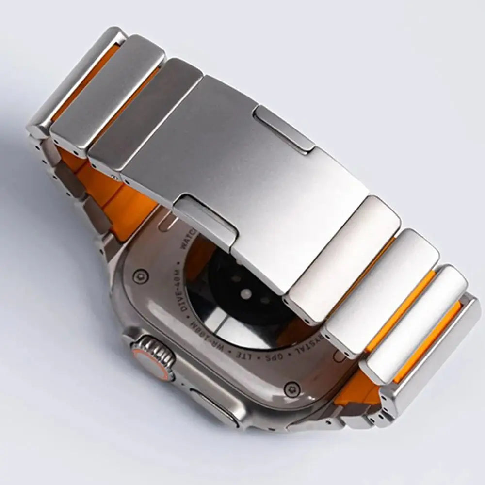 Titanium and Silicone Apple Watch Strap