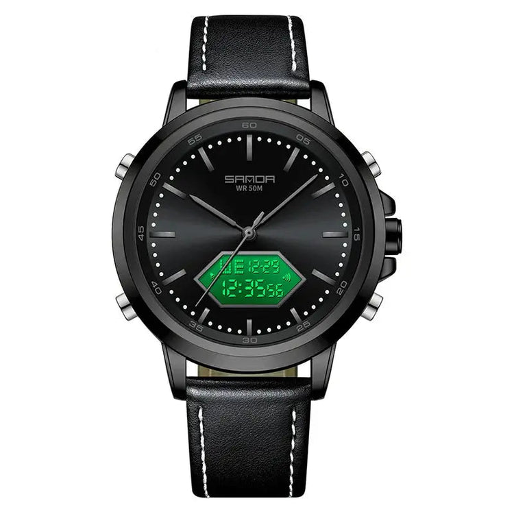 Dual Display Multi functional Night Light Waterproof Business Sports Watch Inspirational Watches