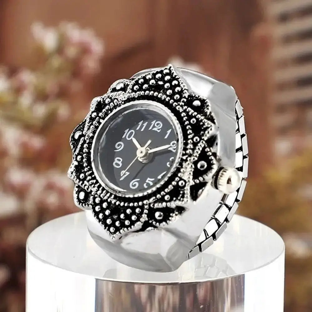 New Jewelry Clock Fashion Round Quartz Finger Rings Elastic Stretchy Rings Ring Watch Digital Watch Inspirational Watches