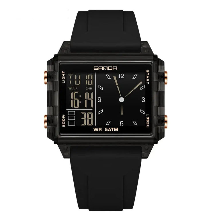 Square Dual Time Electronic Watch Waterproof - Inspirational Watches