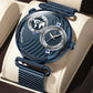 POEDAGAR Fashion Man Clock Dual Time Zone Display Waterproof Date Men Watch Sports Mesh Stainless Steel Men&
