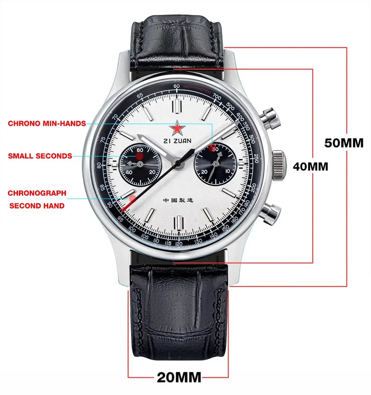 1963 Panda Pilot Chronograph Watch Air Force Sapphire - Inspirational Watches