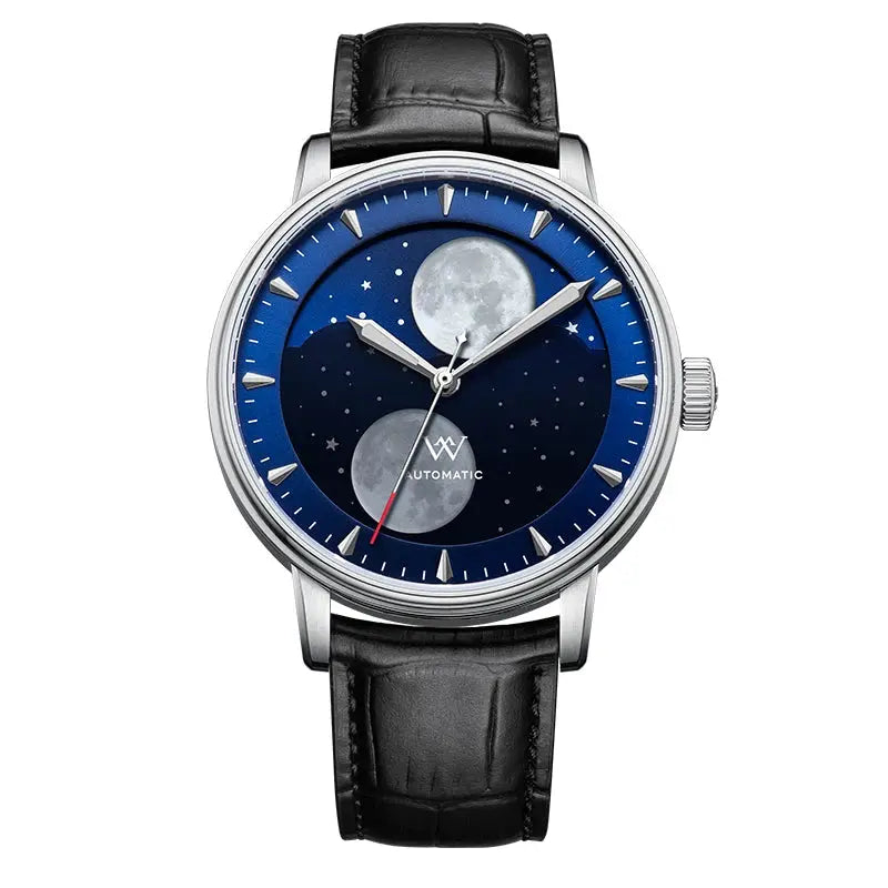 Lunar Moon Phase Automatic Mechanical Sapphire Waterproof Twin Moons Inspirational Watches