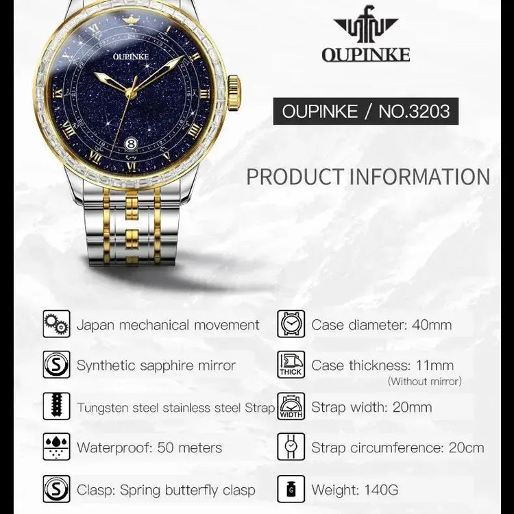 Original Automatic Watch for Men Luxury Japanese Diamond Luminous Inspirational Watches
