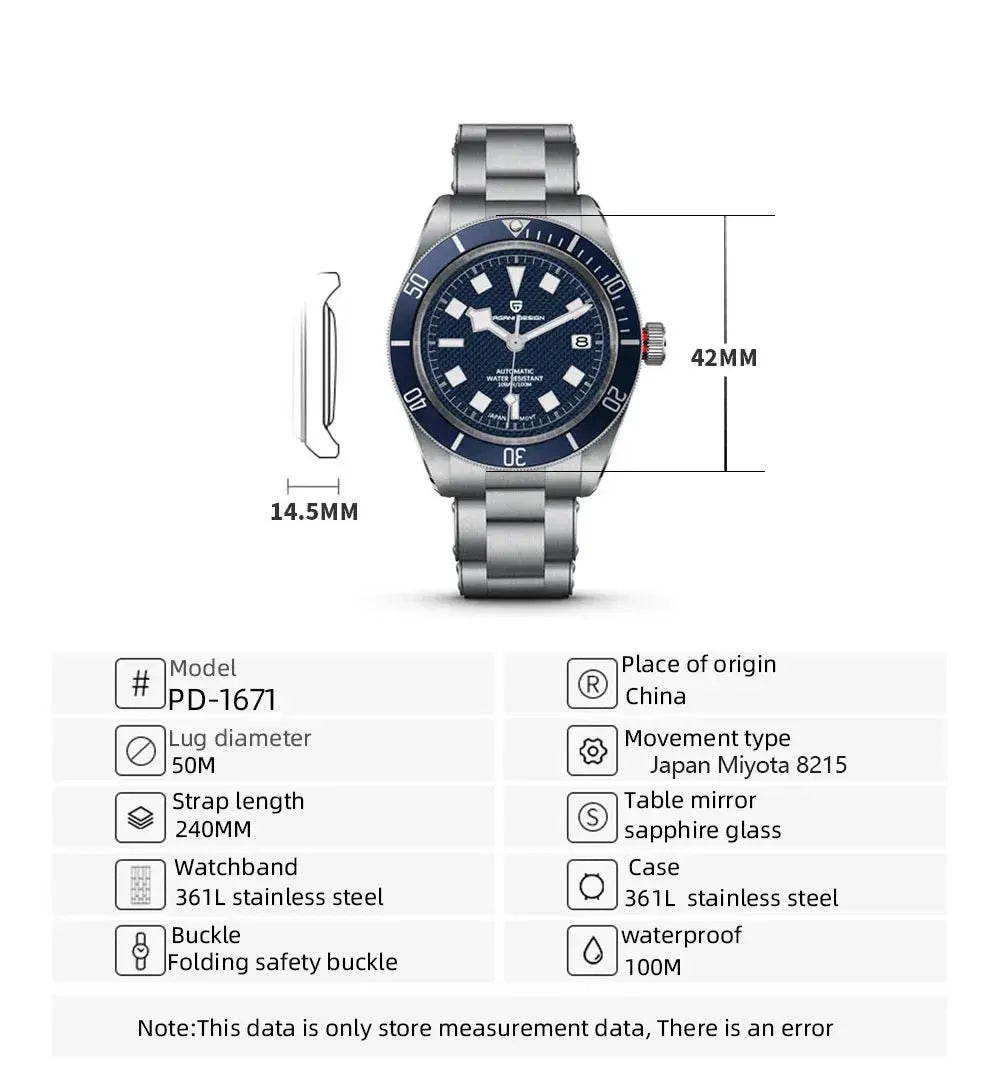 Luxury Automatic Mechanical Men watch Sapphire Japan Movement Inspirational Watches