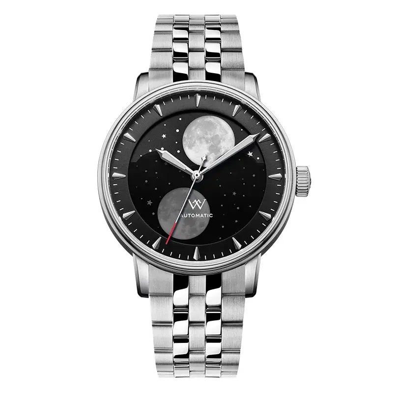 Lunar Moon Phase Automatic Mechanical Sapphire Waterproof Twin Moons Inspirational Watches