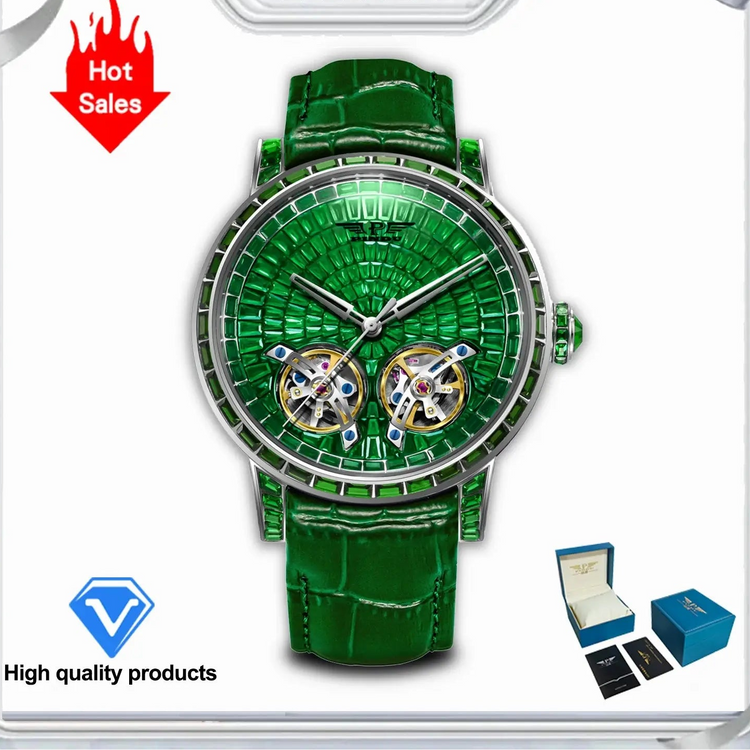 2026 PINDU Design New 46MM Diamond Mechanical Watch Men Top Luxury Double Flying Wheel Watch Sapphire Glass Waterproof Watch MEN Inspirational Watches