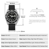 Dives Watch Quartz Movement Sapphire Crystal Inspirational Watches