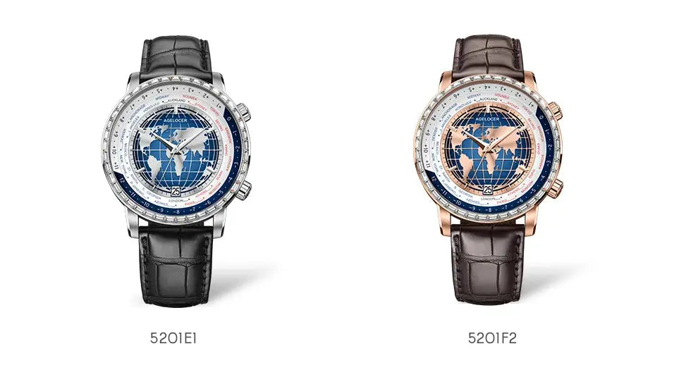 World Time Automatic Mechanical Calendar Stainless Steel Inspirational Watches