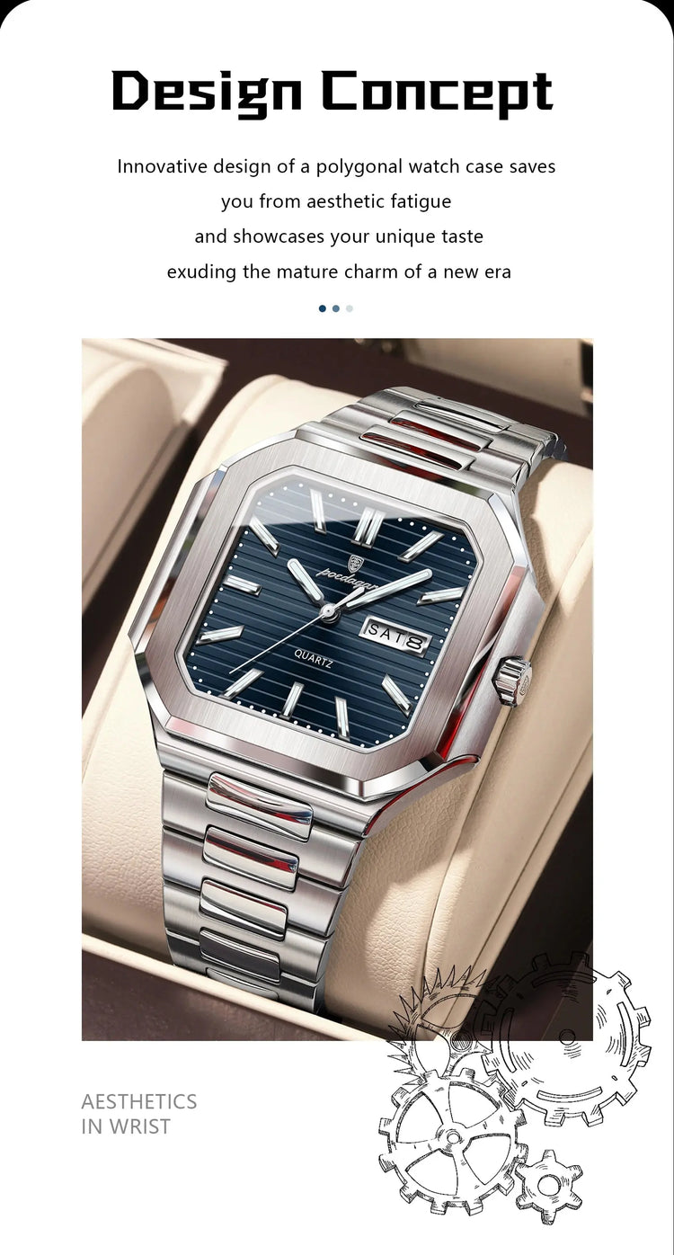 Square Fashion Man Waterproof Luminous Wristwatch Inspirational Watches