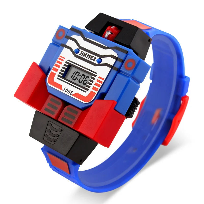Digital Robot Transformation Cartoon Kids Sports Watch Inspirational Watches