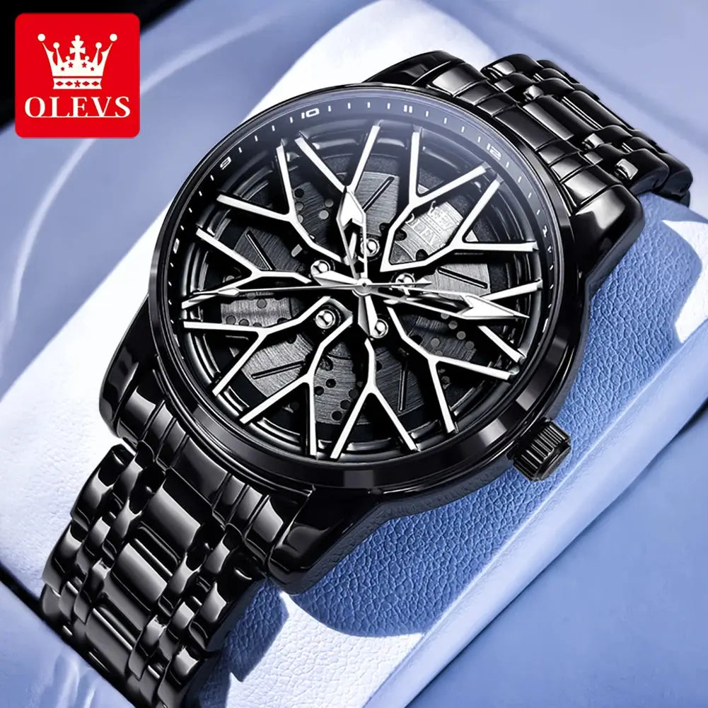 Spinning skeleton luminous stainless steel Watch Inspirational Watches