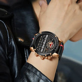 Luxury Mechanical Watch Unique Rotate Date Leather Strap Inspirational Watches