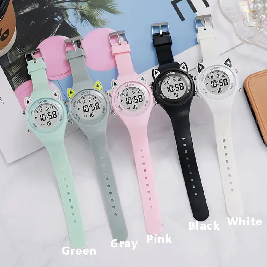 Cute Cat Ear Digital Sport Watch Inspirational Watches