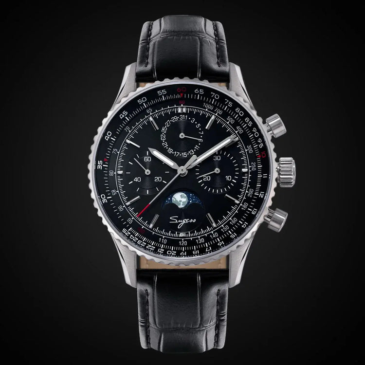 Moon phase Pilot Chronograph Mechanical Tianjin ST1908 Movement Inspirational Watches