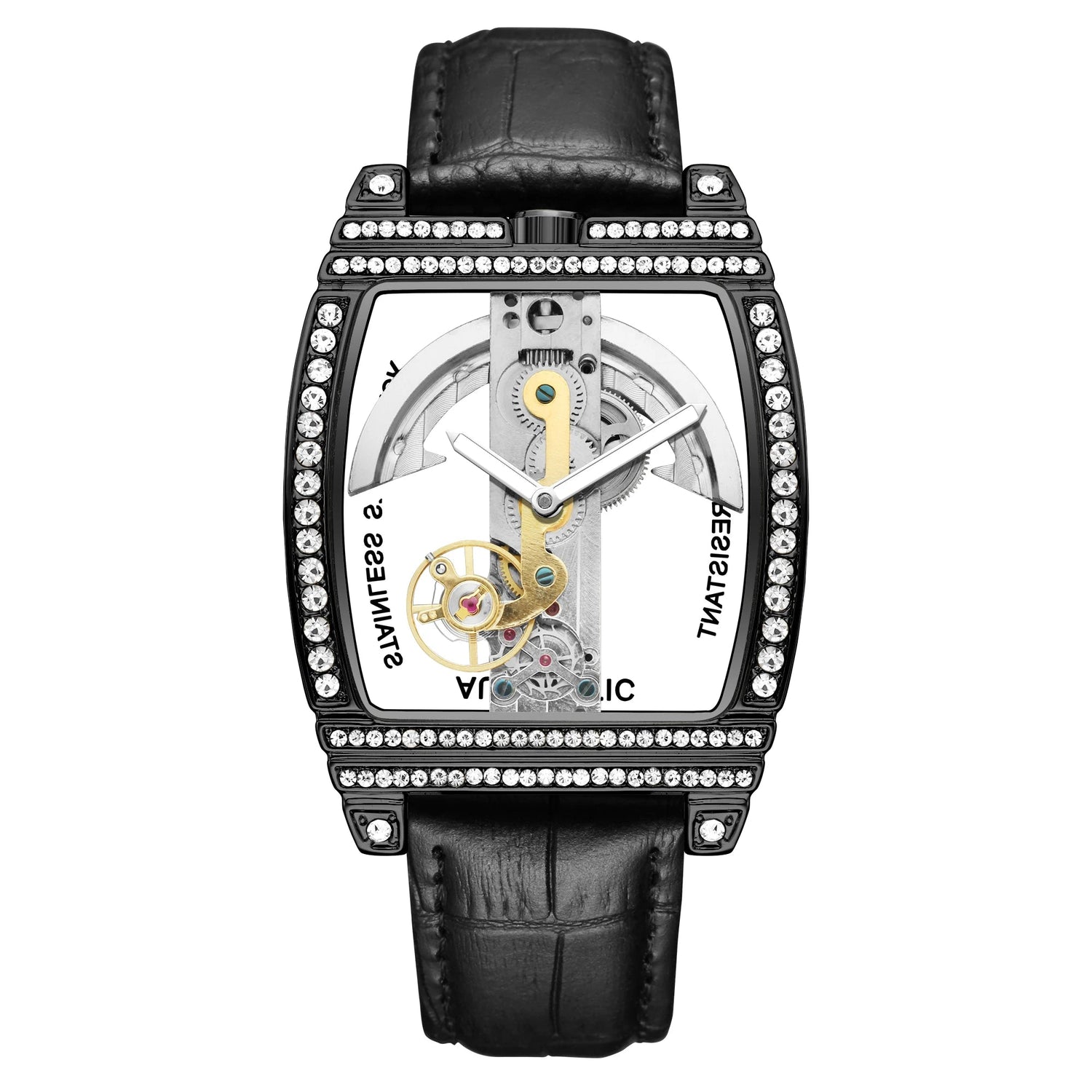 Transparent Automatic Mechanical Watch Men Steampunk Skeleton Luxury Gear Self Winding Leather Mens Clock Watches Montre Homme Inspirational Watches