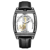 Transparent Automatic Mechanical Watch Men Steampunk Skeleton Luxury Gear Self Winding Leather Mens Clock Watches Montre Homme Inspirational Watches