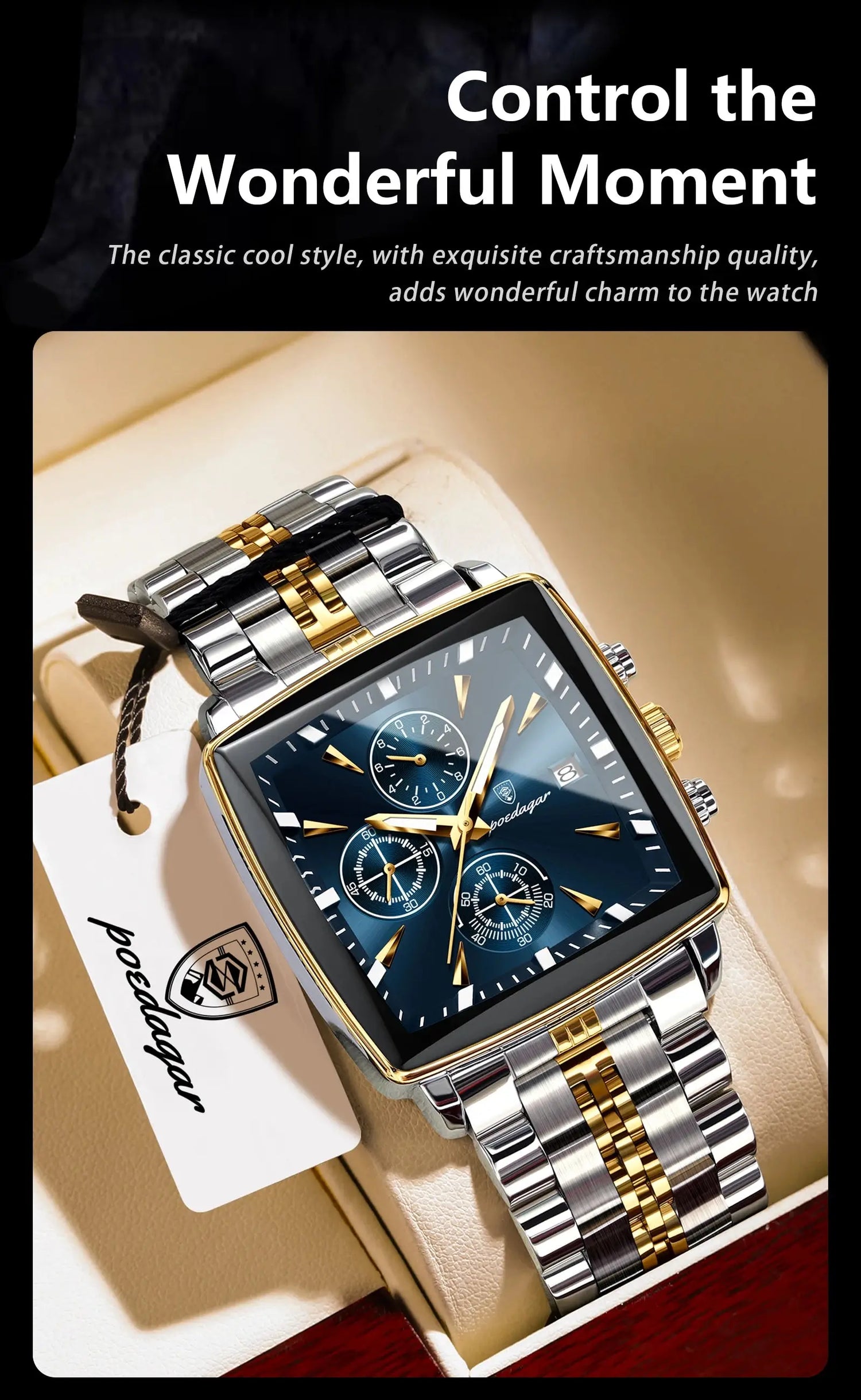 POEDAGAR Business Quartz Man Wristwatch Stainless Steel Waterproof Luminous Men Clock Chronograph Date Sport Men&