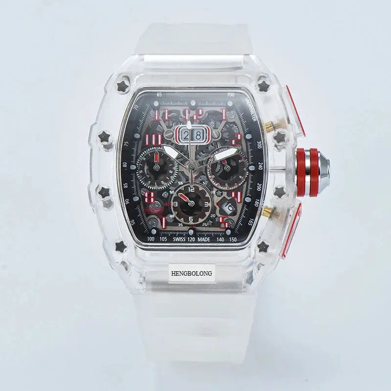 six-pin multi-functional running second engraving hollow quartz watch - Inspirational Watches