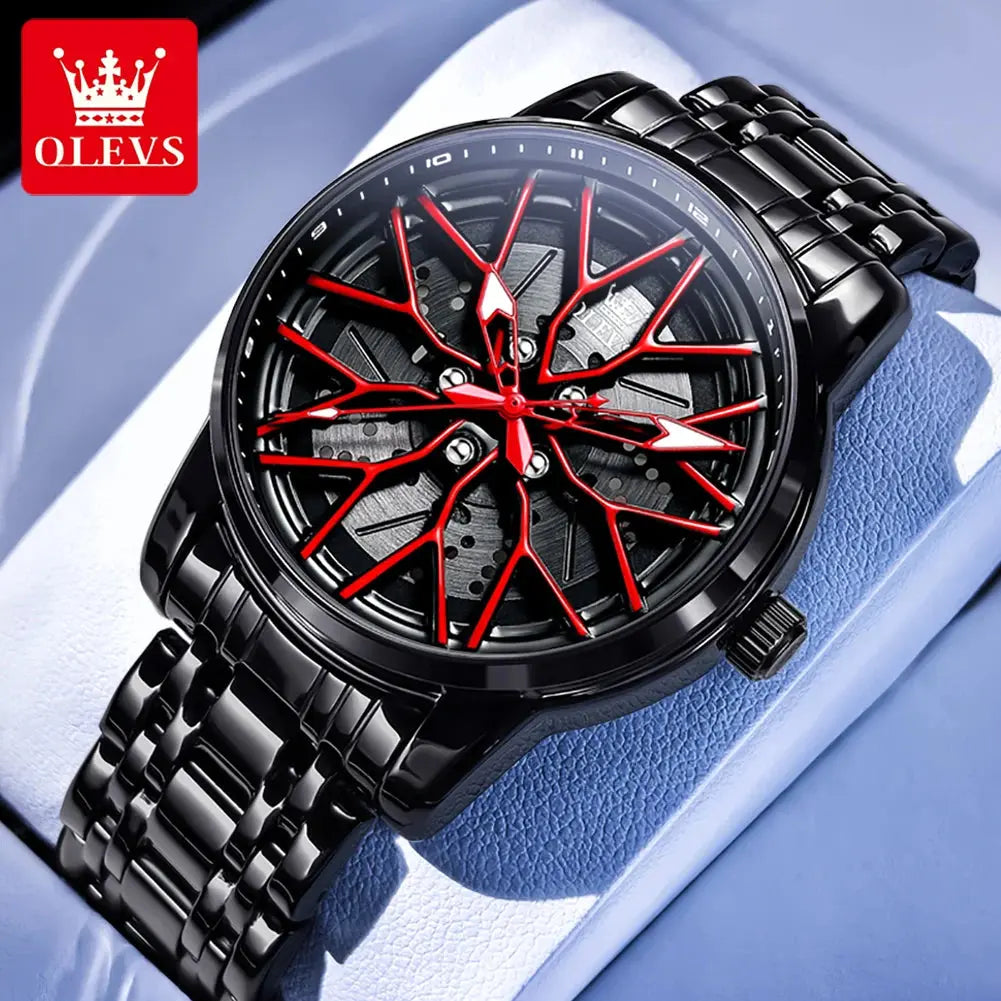 Spinning skeleton luminous stainless steel Watch Inspirational Watches