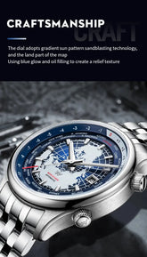 World Time Original Automatic Mechanical High Quality Sapphire Inspirational Watches