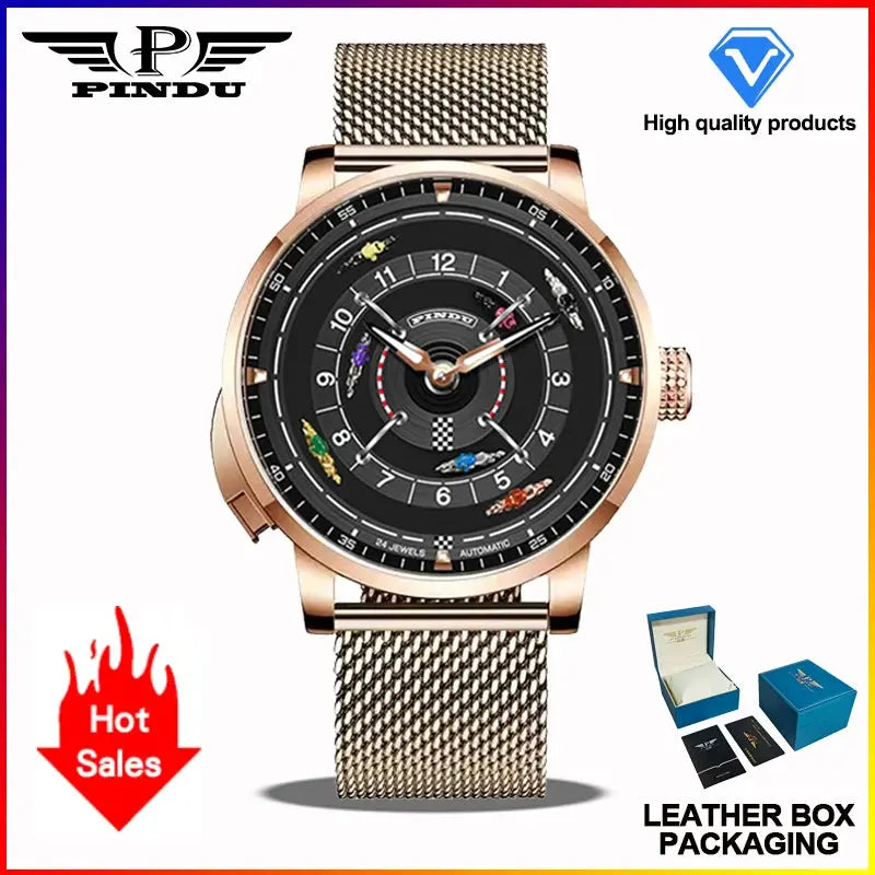 Pindu Horse Gambling Series Men's Full Automatic Mechanical Watch European Racing Roulette Entertainment Design Party Watch Inspirational Watches