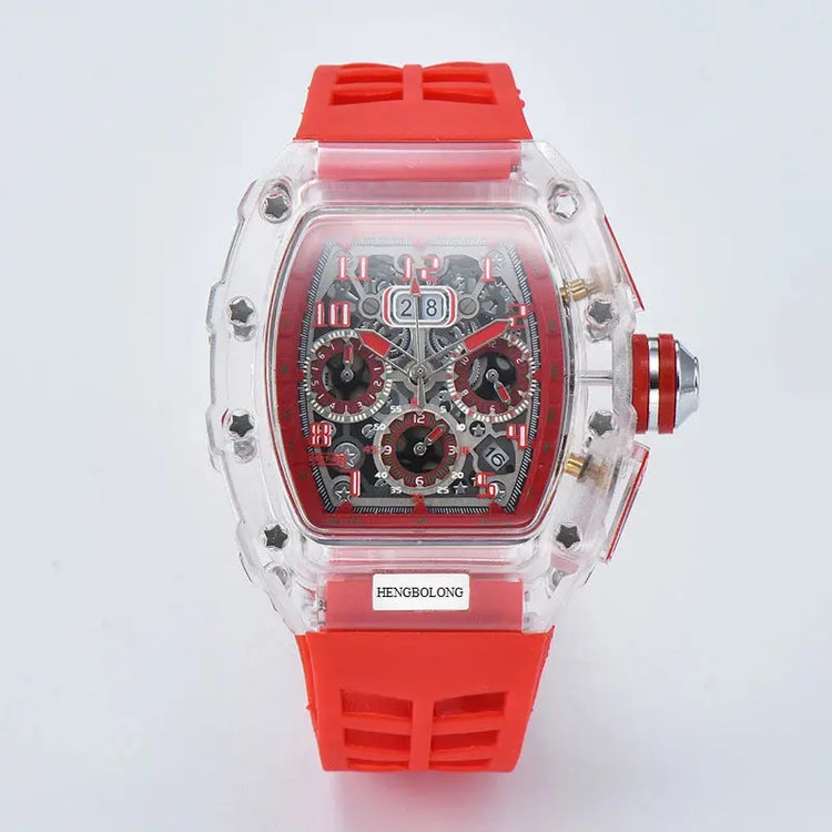 six-pin multi-functional running second engraving hollow quartz watch - Inspirational Watches