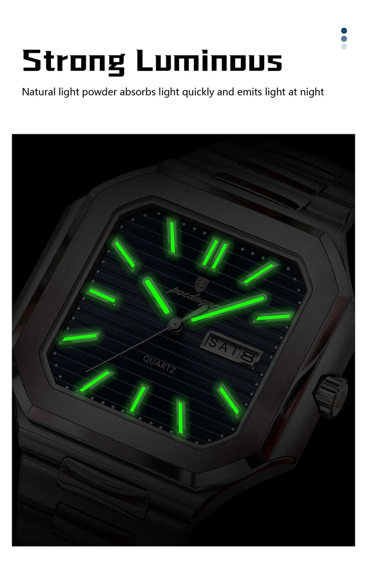 Square Fashion Man Waterproof Luminous Wristwatch Inspirational Watches