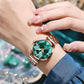 OLEVS 5536 Woman Quartz Watch Luxury Rose Gold Steel Strap Rhombus Glass Ladies Wristwatch Auto Date Waterproof Watch Women Hot Inspirational Watches