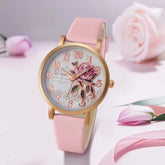 Fashion Casual Luxury Women Peony Dial PU Leather Quartz Watch Elegant - Inspirational Watches