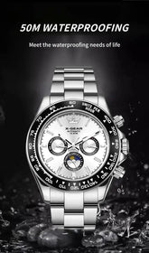Automatic Watch with Ceramic Bezel Three Eyes Six Hands Waterproof Luminous - Inspirational Watches