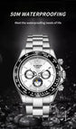 Automatic Watch with Ceramic Bezel Three Eyes Six Hands Waterproof Luminous - Inspirational Watches