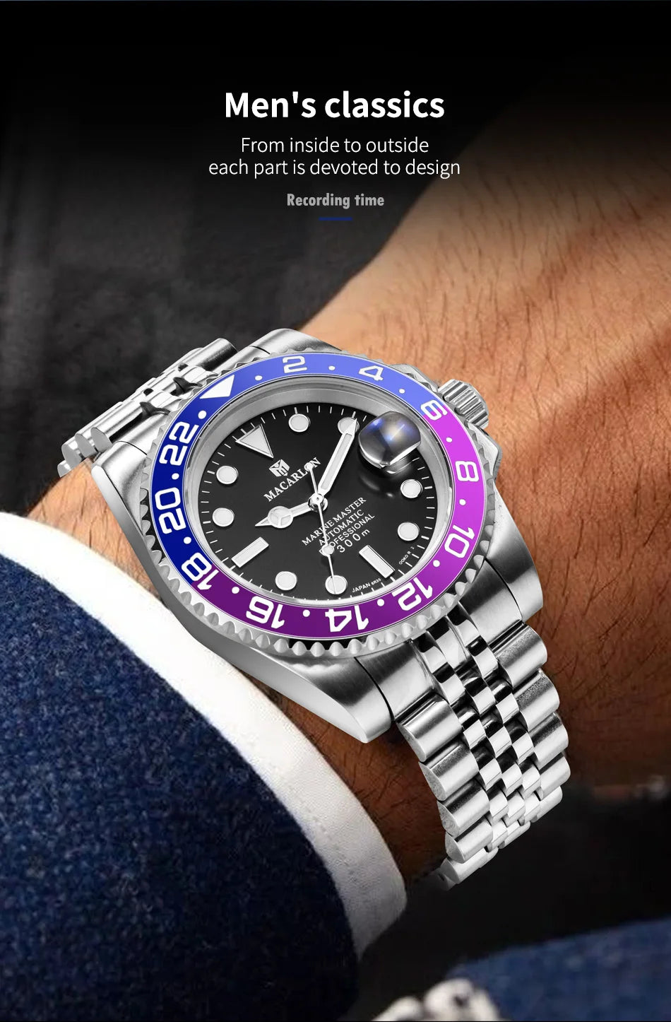 MACARLON Design 2026 New NH35 Mechanical Watch Men 41mm Sapphire Glass Luminous Stainless Steel 300M Waterproof Automatic Watch Inspirational Watches