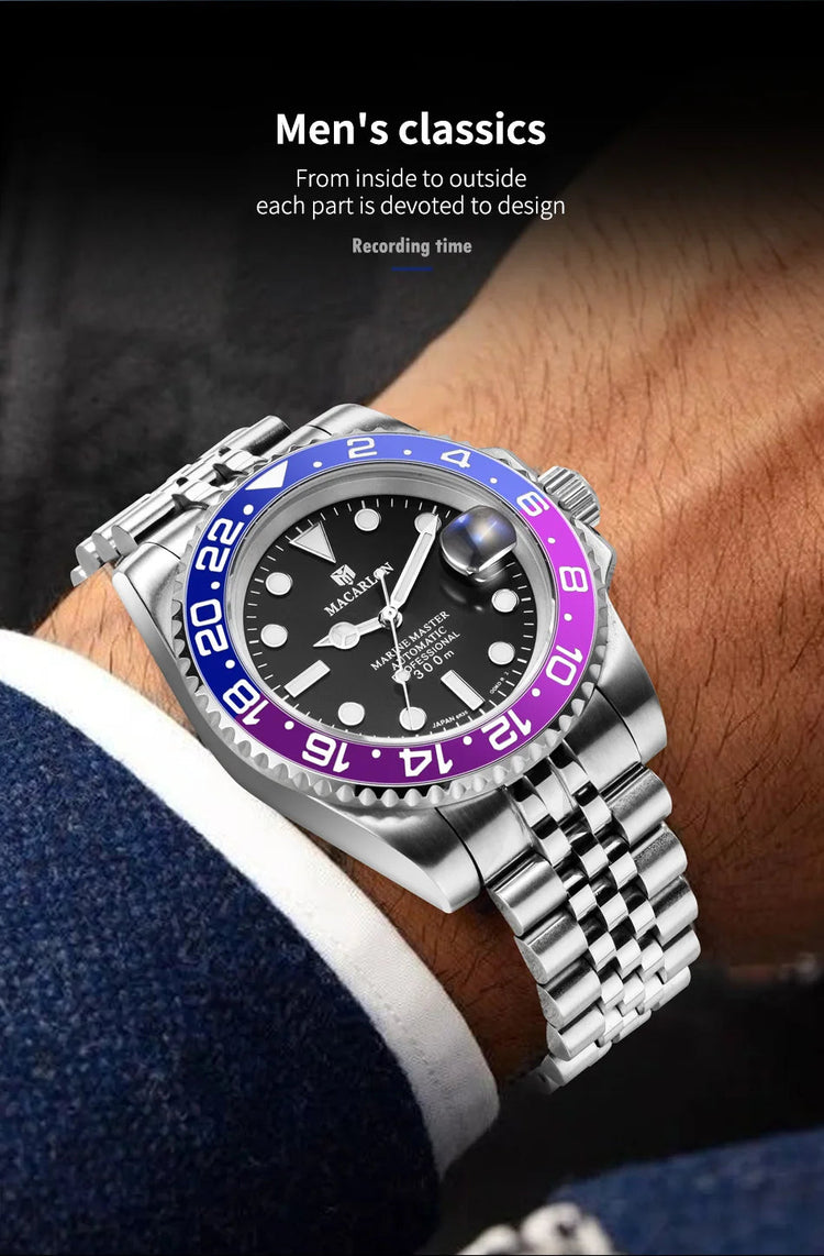 MACARLON Design 2026 New NH35 Mechanical Watch Men 41mm Sapphire Glass Luminous Stainless Steel 300M Waterproof Automatic Watch Inspirational Watches
