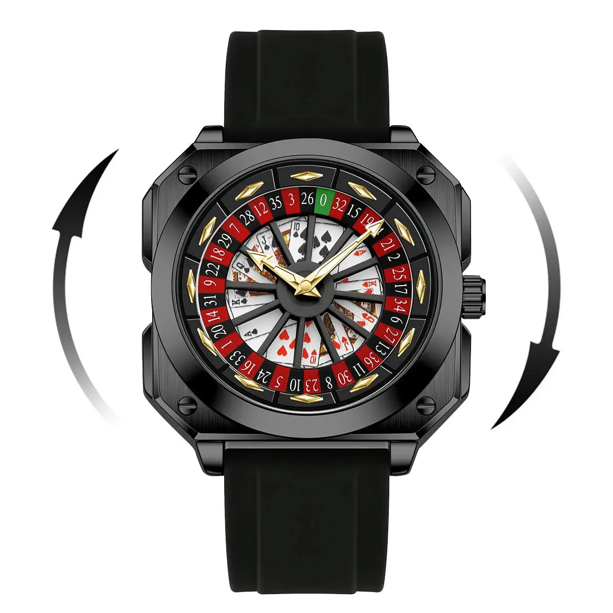 Roulette Sports Style Fashion Night Light Square Watch Inspirational Watches