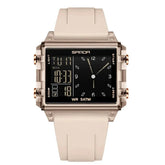 Square Dual Time Electronic Watch Waterproof - Inspirational Watches