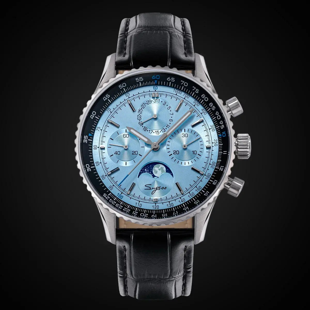 Moon phase Pilot Chronograph Mechanical Tianjin ST1908 Movement Inspirational Watches