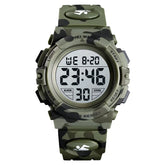 Camouflage digital watch with Skmei branding on a white background