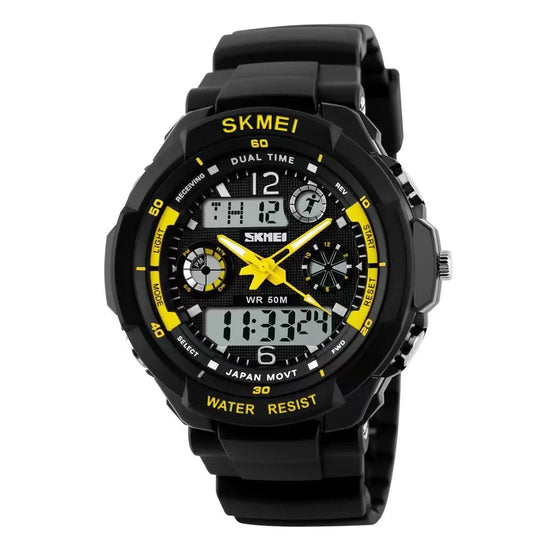 Black and yellow watch
