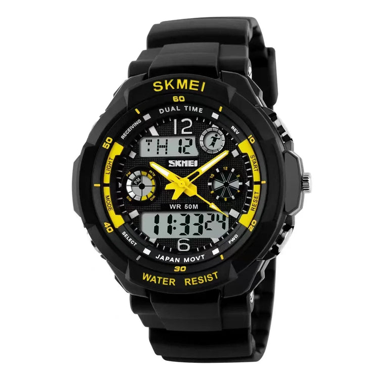 Black and yellow watch