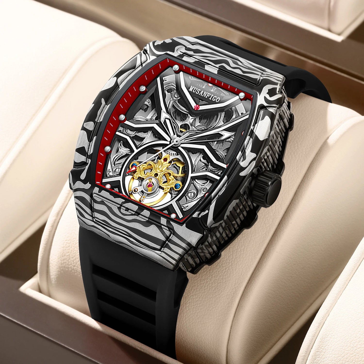 Fully automatic skeleton mechanical watch, fashionable personality, luxury hot men&