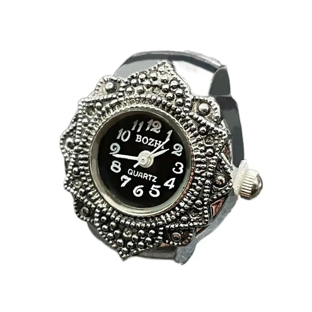 New Jewelry Clock Fashion Round Quartz Finger Rings Elastic Stretchy Rings Ring Watch Digital Watch Inspirational Watches