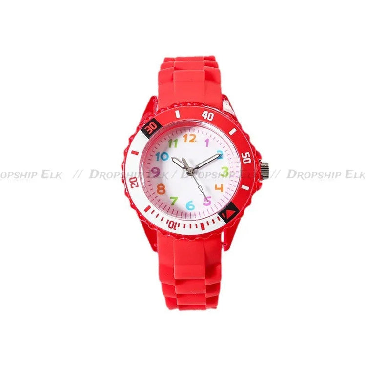 Analog Kids Watch Silicone Band Colorful Number Inspirational Watches