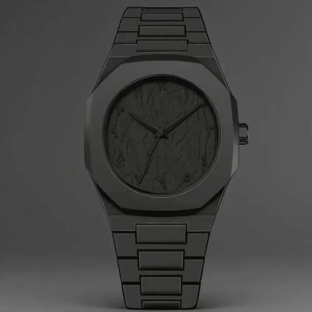 Simple Black Male Quartz Watches Arabic digital Casual Drip Oil Strap - Inspirational Watches