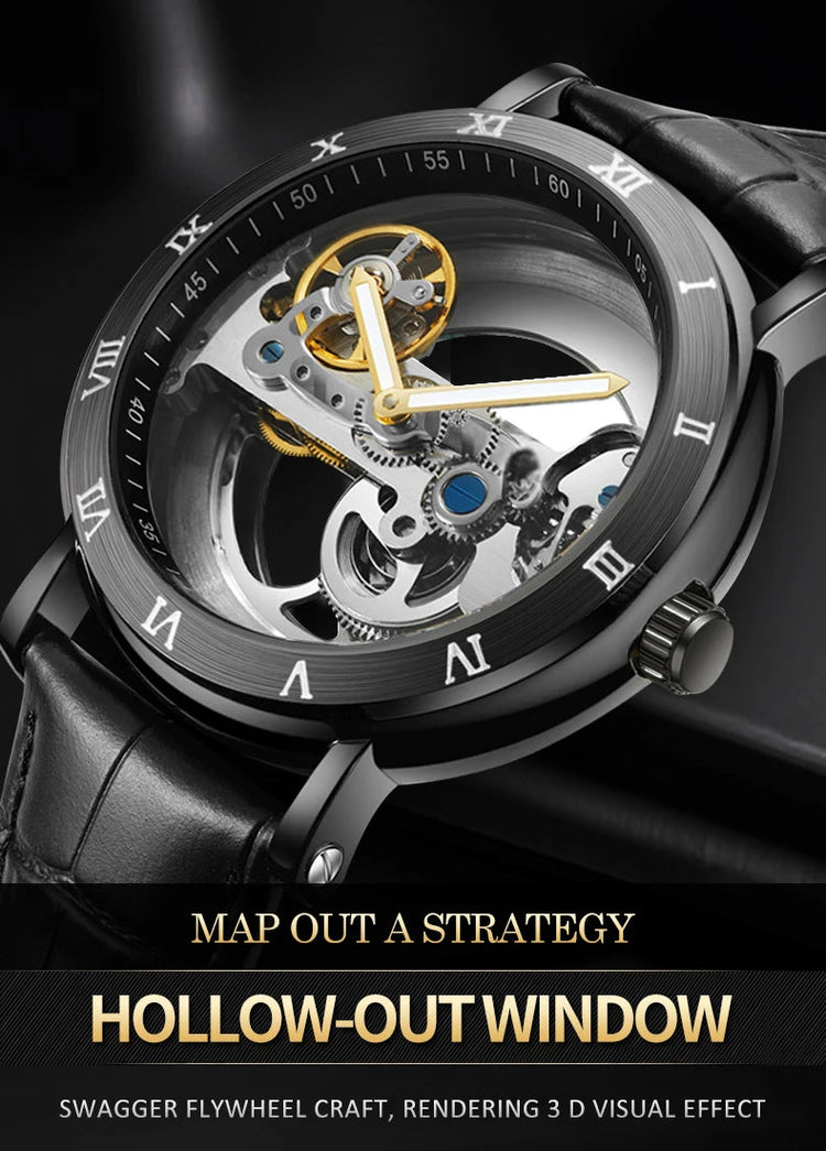 Mechanical Wristwatches Watches for Man Watches Golden Bridge Skeleton Automatic Mechanical Mens Watch reloj hombre montre homme Inspirational Watches