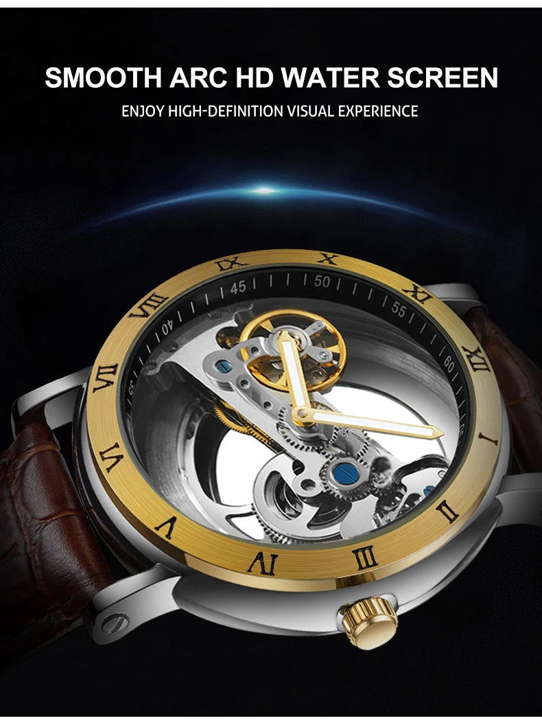 Mechanical Wristwatches Watches for Man Watches Golden Bridge Skeleton Automatic Mechanical Mens Watch reloj hombre montre homme Inspirational Watches