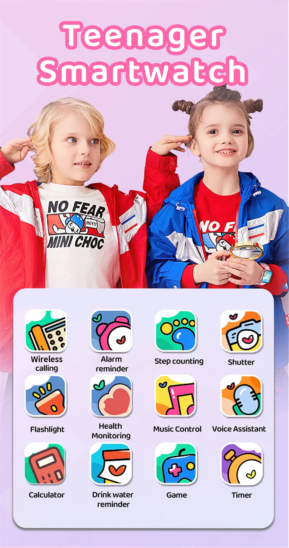 Multifunctional HD Touch Screen Music Games Kids Smartwatch Inspirational Watches