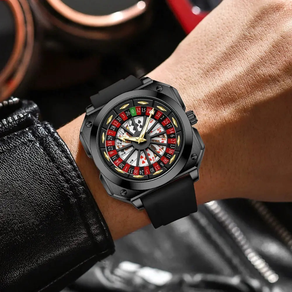 Roulette Sports Style Fashion Night Light Square Watch Inspirational Watches