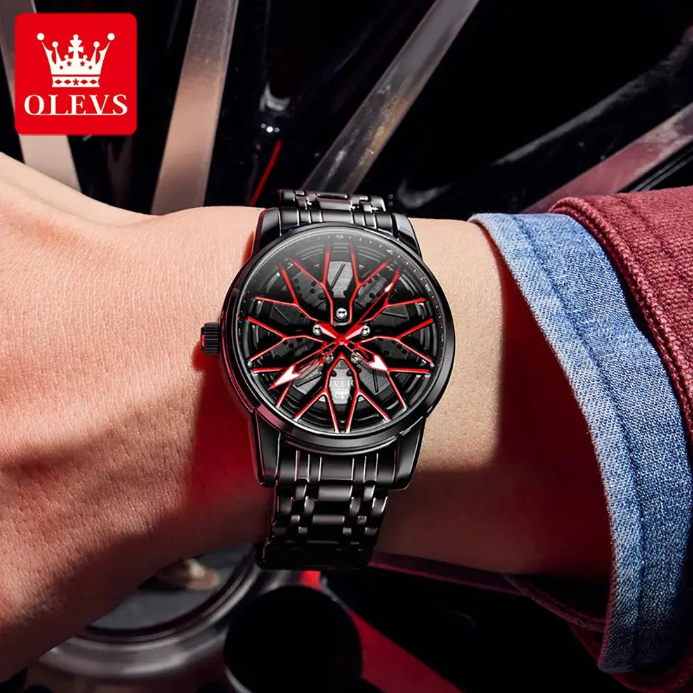 Spinning skeleton luminous stainless steel Watch Inspirational Watches