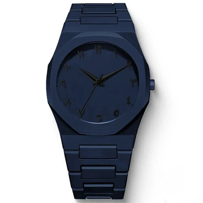 Simple Black Male Quartz Watches Arabic digital Casual Drip Oil Strap - Inspirational Watches
